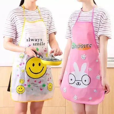 Picture of 1 pc Women Cute Cartoon Waterproof Apron Kitchen Restaurant Cooking