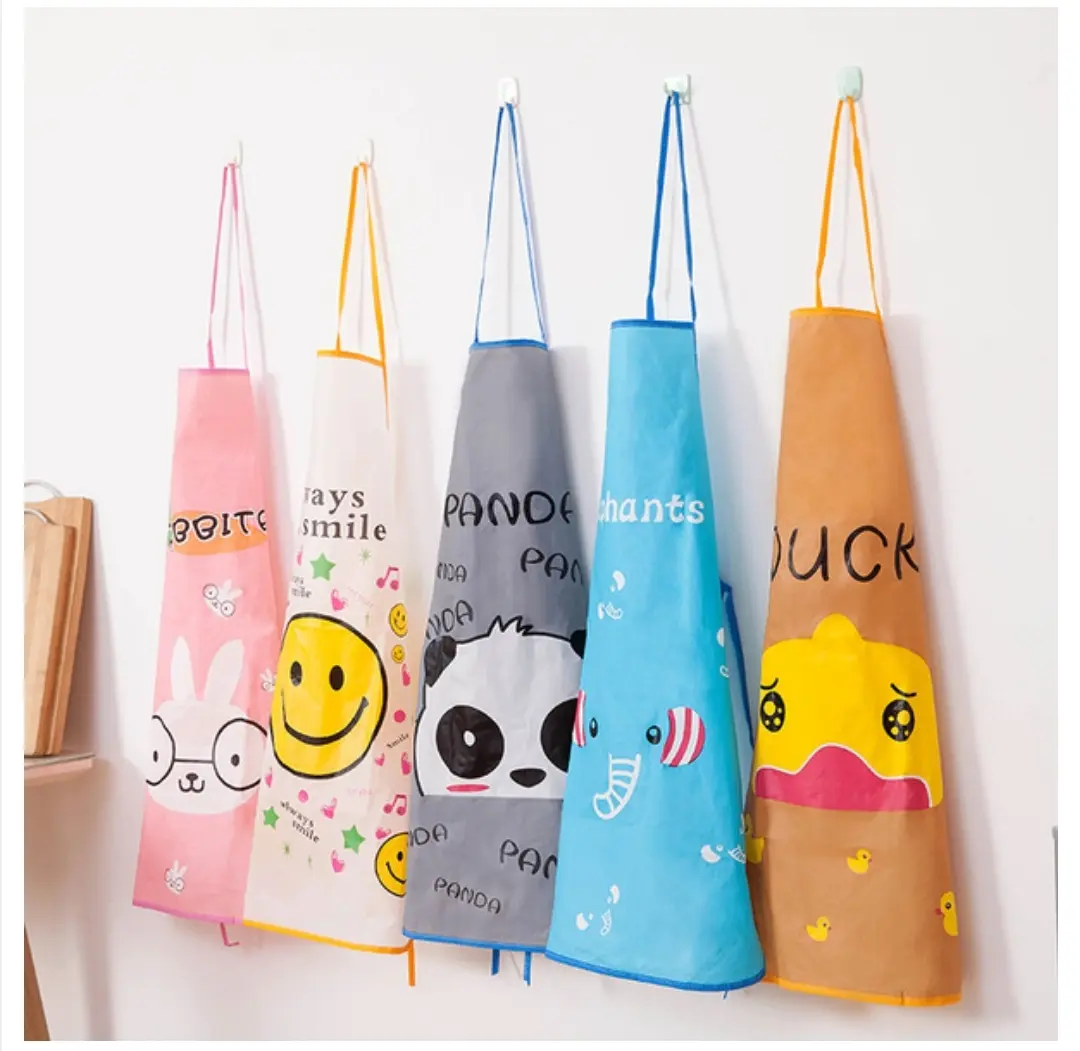 Picture of 1 pc Women Cute Cartoon Waterproof Apron Kitchen Restaurant Cooking