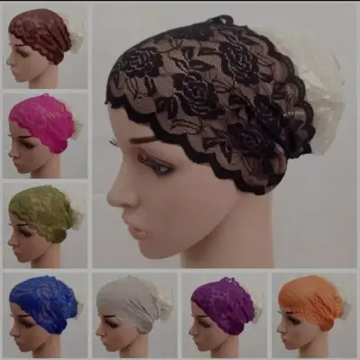 Picture of 5 Pieces Randomly Selected Colour Net Hijab Inner Cap For Women And Girls