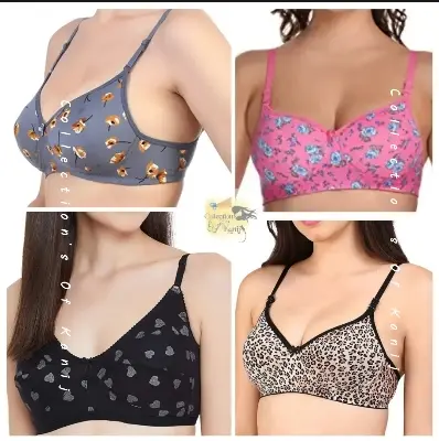 Picture of 4 Pieces Standard Steach And Qualityful Stretchable Printed Bra For Womens And Girls