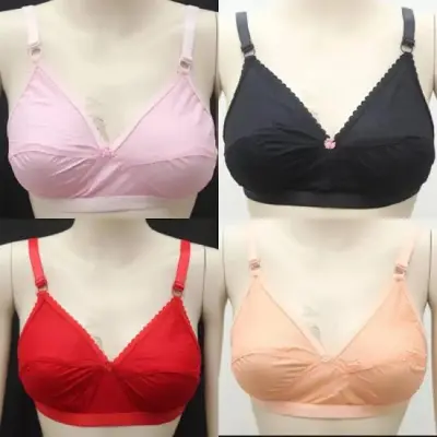 Picture of 4 Pieces High-Quality Cotton Bra Set for Women - Multicolor Randomly Selected Pack for Comfort