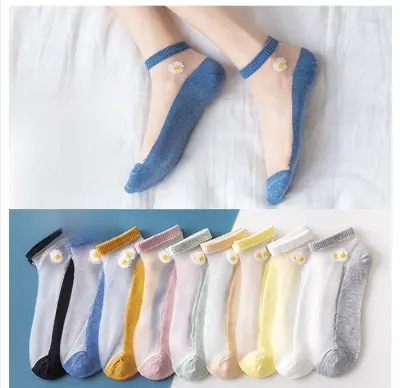 Picture of 1 Pair Daisy Flower Transparent Crystal Socks For Women