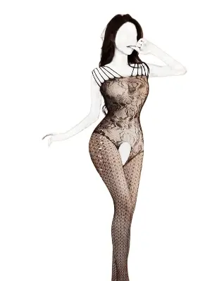 Picture of Net Large Size Tight Set Womens Transparent Open Body Dress