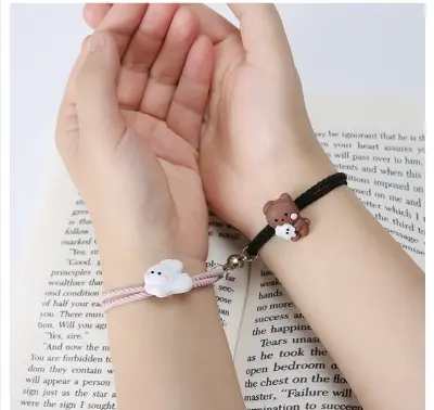 Picture of Hug bear rabbit magnet bracelet a pair of cute cartoon couple small rubber band to send boyfriend girlfriend