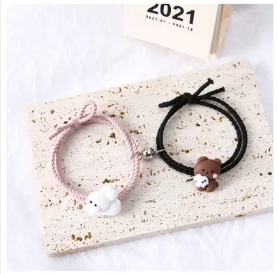Picture of Hug bear rabbit magnet bracelet a pair of cute cartoon couple small rubber band to send boyfriend girlfriend