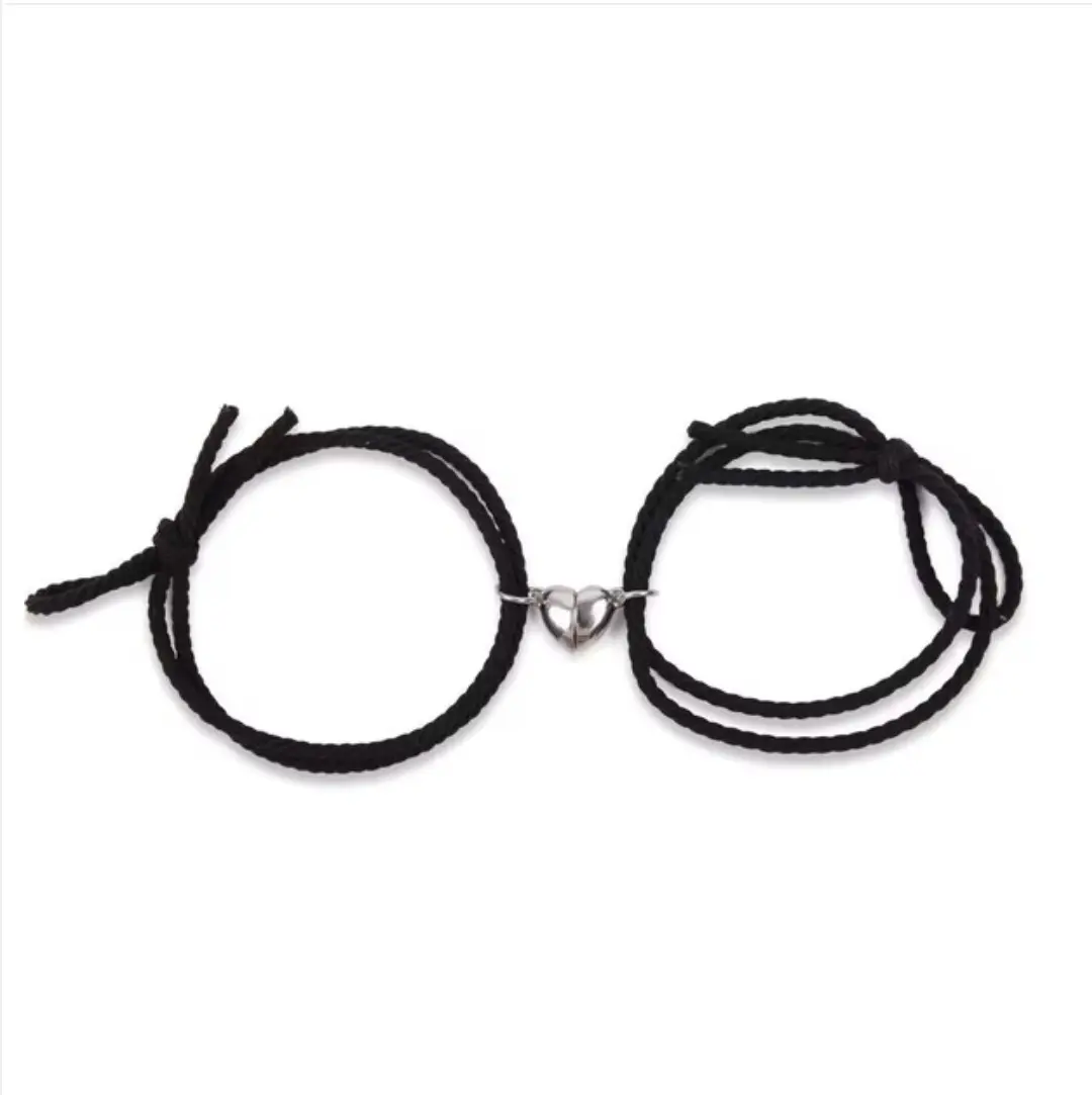 Picture of Couple Heart Bracelet Rope Braided Distance Magnet Attract Friendship