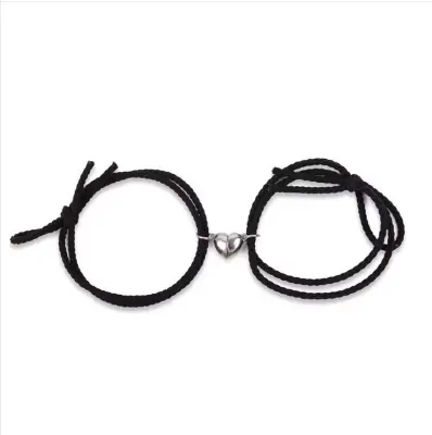 Picture of Couple Heart Bracelet Rope Braided Distance Magnet Attract Friendship