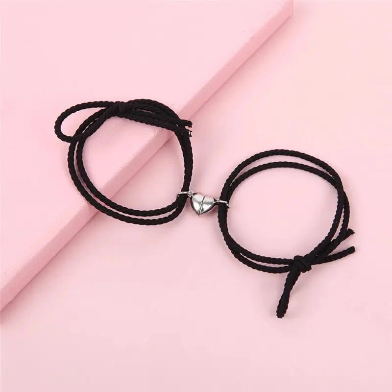 Picture of Couple Heart Bracelet Rope Braided Distance Magnet Attract Friendship
