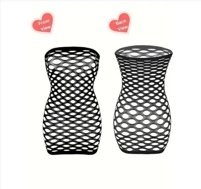 Picture of  Fishnet Mesh Lingerie Sissy Sleeveless Pantyhose Bodysuit Mini Dress