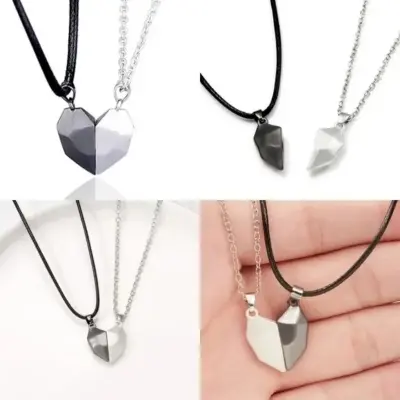 Picture of 1 Pair Magnetic Couple Cord Necklaces Set with Heart Pendant