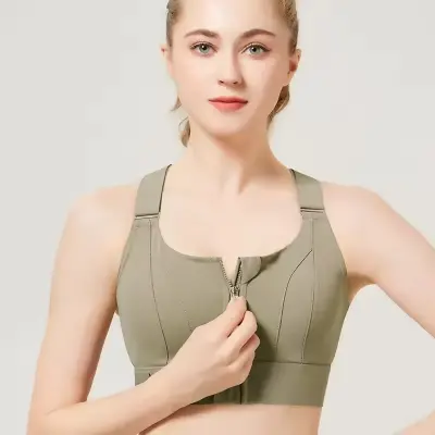 Picture of Front zipper Sports Bras strength Yoga breathable Running Shock-absorbing Gathering fitness bra Chest cushion Underwear Women
