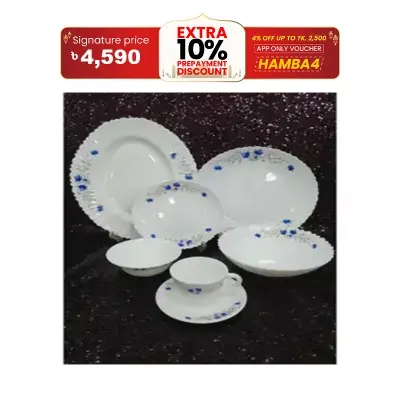 Picture of 32 Pcs Pyrex Opal Glassware White Oven Save Dinner Set - Dinner Set
