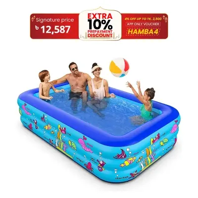 Picture of 305cm Inflatable Family Swimming Pool – | Easy Setup Backyard Water Fun PVC Outdoor Pool Set for Kids & Adults .