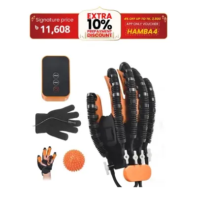 Picture of Rehabilitation Robot Glove for Stroke Patient, Hand Stroke Recovery Equipment with Portable Belt, USB Chargeable Fingers Strength Training Device for Hemiplegia, Adjustable Speed and Strength