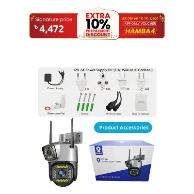 Picture of 4G Duel Lens Waterproof Outdoor WIFI IP Camera, V380-V-10 pro Dual Lens Smart Home Security CCTV Wireless WIFI IP Camera
