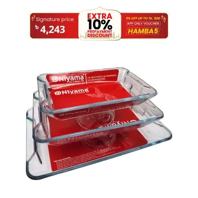 Picture of 3 Pcs Tempered Glass Rectangular Shaped Serving Bowls Set NSD-009