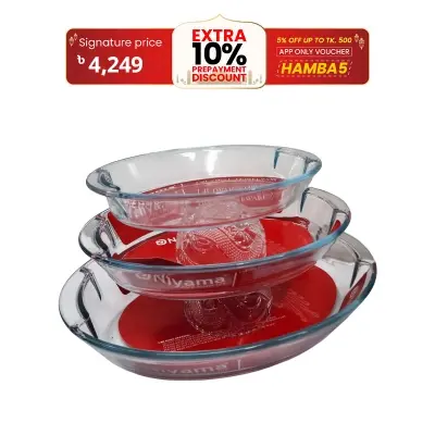Picture of 3 Pcs Tempered Glass Oval Shaped Serving Bowls Set NSD-012
