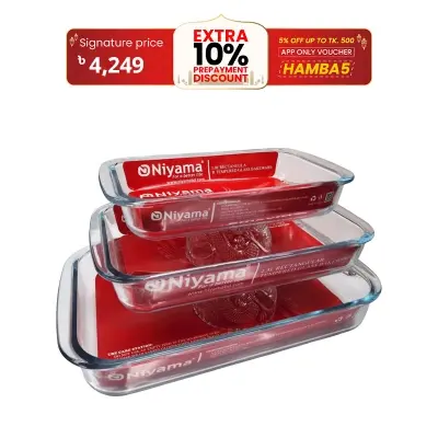 Picture of 3 Pcs Tempered Glass Rectangular Shaped Serving Bowls Set NSD-021
