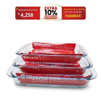 Picture of 3 Pcs Tempered Glass Rectangular Shaped Serving Bowls Set NSD-001
