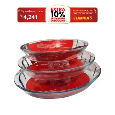 Picture of 3 Pcs Tempered Glass Oval Shaped Serving Bowls Set NSD-011