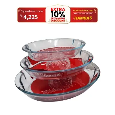 Picture of 3 Pcs Tempered Glass Oval Shaped Serving Bowls Set NSD-012