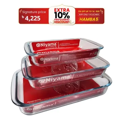 Picture of 3 Pcs Tempered Glass Rectangular Shaped Serving Bowls Set NSD-021