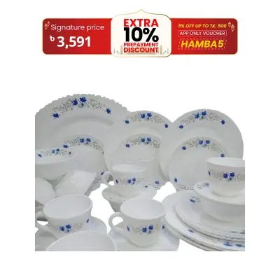 Picture of 20 Pcs Pyrex Opal Glassware White Oven Save Dinner Set - Dinner Set