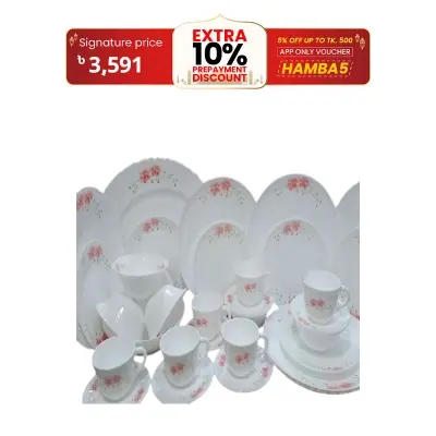 Picture of 20 Pcs Pyrex Opal Glassware White Oven Save Dinner Set - Dinner Set