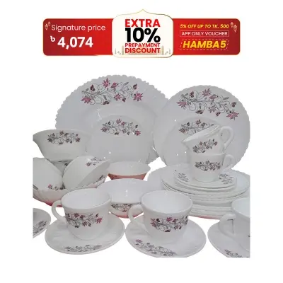 Picture of 32 Pcs Pyrex Opal Glassware White Oven Save Dinner Set - Dinner Set