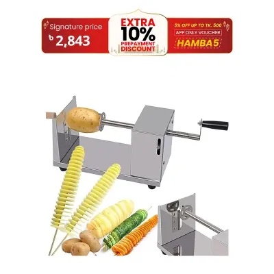 Picture of Stainless Steel Twisted Potato Tornado Cutter Spiral Slicer French Fry Cut Vegetable Cutter Twister cooking tools - Silver