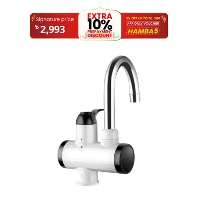 Picture of Electric Water Heater Faucet Hot Tap with Shower Home-Kitchen- Bathroom LED Temperature Electric Heating Tankless Water Heaters with Shower(3000W) (Water Heater Tap With Shower) - Multicolor