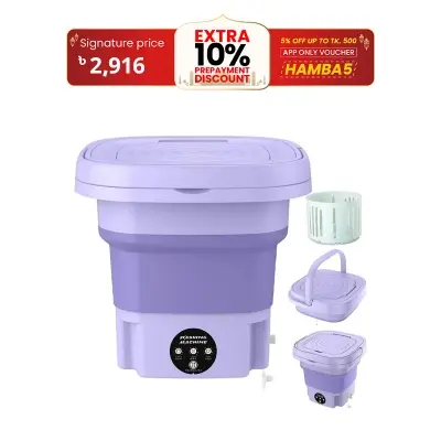 Picture of Foldable Washing Machine, 8L High Capacity Mini Washer, with 3 Modes Deep Cleaning,Half Automatic Small Washer - Multicolor