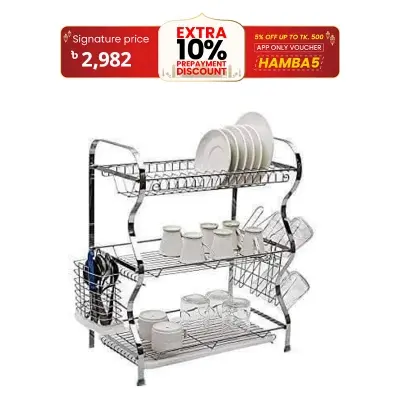Picture of 3 Layer Drainer Dish Rack - Silver - Silver