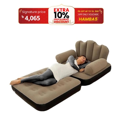 Picture of Multifunctional Camping Bed with free Electric Auto Pumper | Inflatable Sofa with L-Shaped Armrest | Outdoor Adult Lazy Sofa Inflatable Bed | Air Couch Flock -PVC Convenient Foldable Recliner Bed | Inflatable Chair