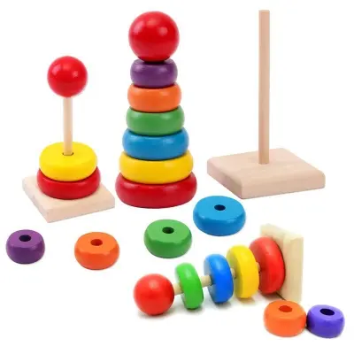 Picture of Wooden Rainbow 7 Piece Pyramid Tower For Kid