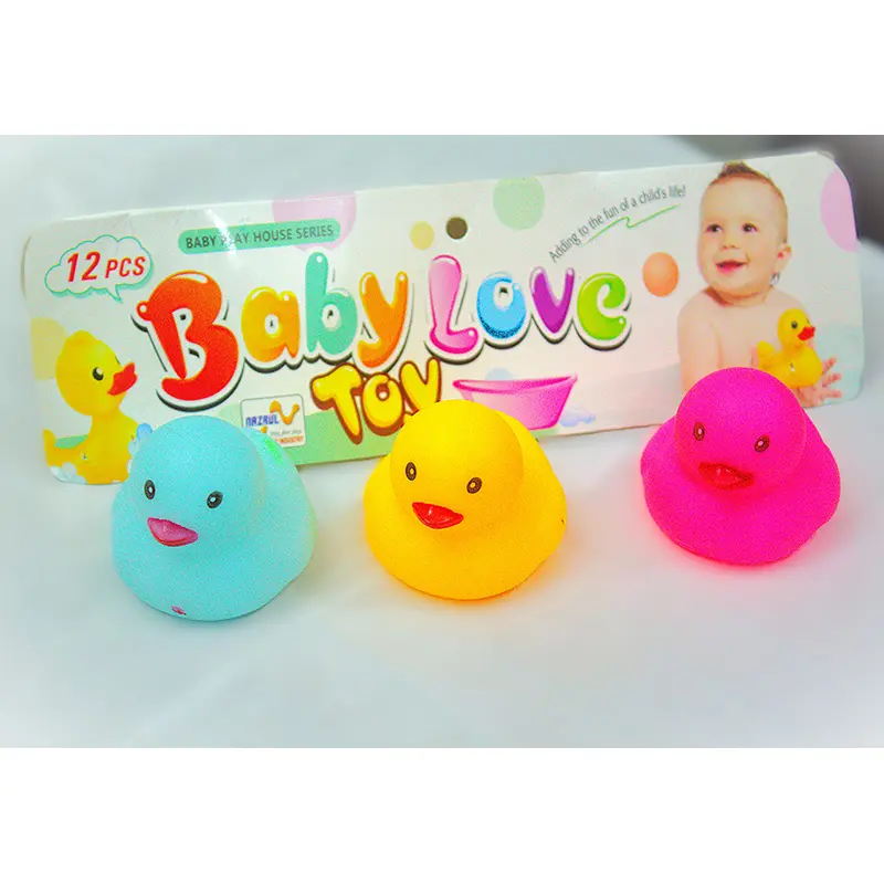 Picture of Baby Bath Water Ducck Toy Sounds Tiny Mini Yellow Rubber Ducks Small Children Swimming Beach (12 Psc set)