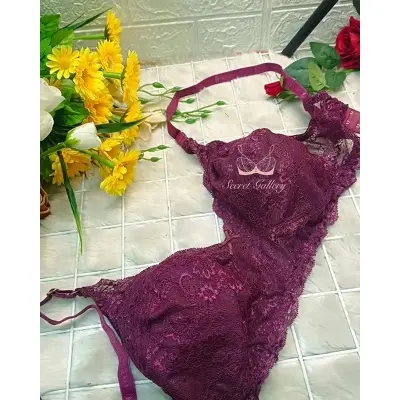 Picture of Soffy Women's Sexy Maroon Lace Bra Non-Padded, Underwire, Full Coverage, Plus Size Bralette