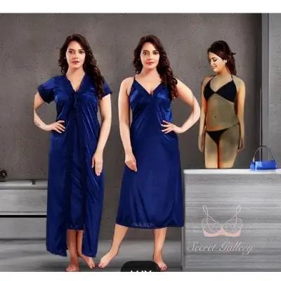 Picture of 4 Part (Nighty) - Hot and Sexy Comfortable Night Dress for women L