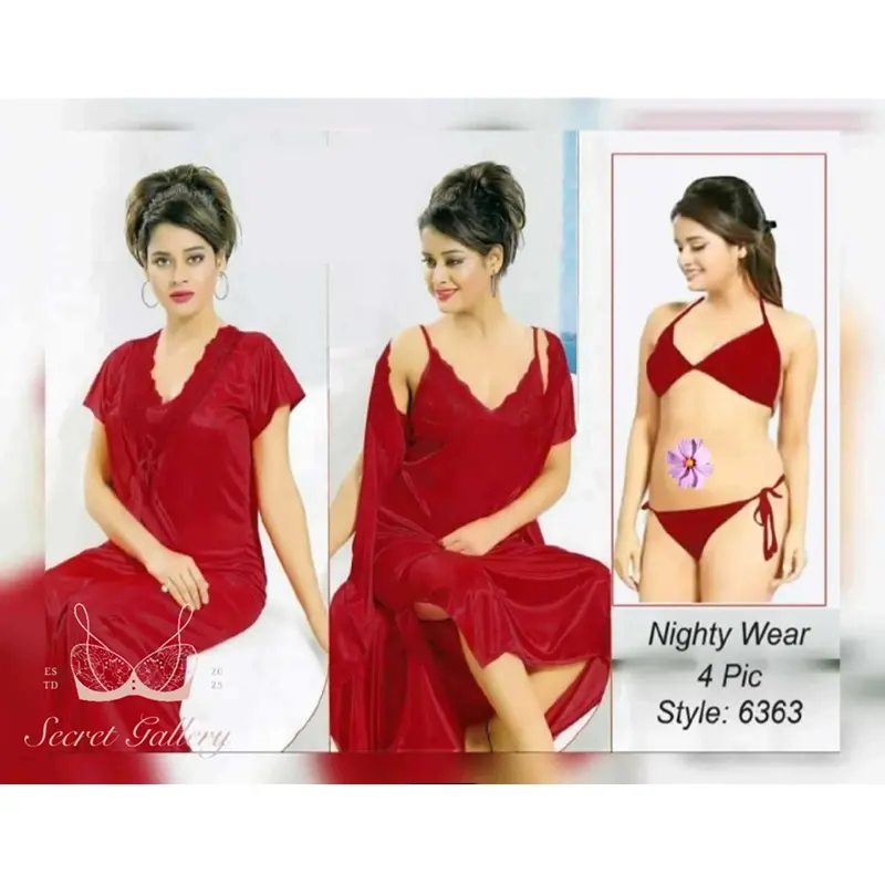 Picture of 4 Part (Nighty) - Hot and Sexy Comfortable Night Dress for women L