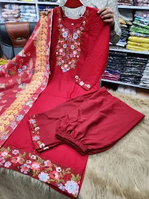 Picture of Vip Linen Embroidery And Stone work Ready made Three pcsFor Women - Dress For Girls - 3 Pice Dress
