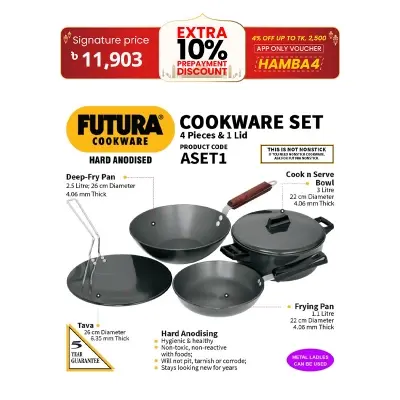 Picture of Hawkins Futura Cookware Set (ASET1) 4 Pc Cookware Set  (Hard Anodised, Aluminium, 4 - Piece)