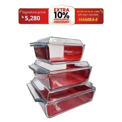 Picture of 3 Pcs Tempered Glass Rectangular Shaped Casserole Set with Lid NSD-014