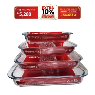 Picture of 4 Pcs Tempered Glass Rectangular Shaped Serving Bowls Set NSD-022