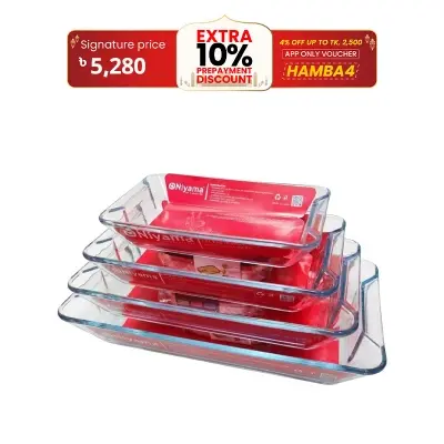 Picture of 4 Pcs Tempered Glass Rectangular Shaped Serving Bowls Set NSD-008