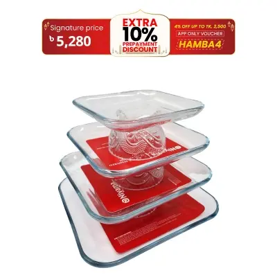 Picture of 4 Pcs Tempered Glass Square Shaped Serving Bowls Set NSD-020