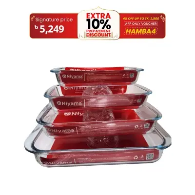 Picture of 4 Pcs Tempered Glass Rectangular Shaped Serving Bowls Set NSD-022