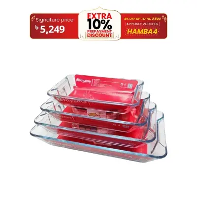 Picture of 4 Pcs Tempered Glass Rectangular Shaped Serving Bowls Set NSD-008