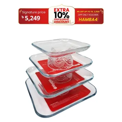 Picture of 4 Pcs Tempered Glass Square Shaped Serving Bowls Set NSD-020
