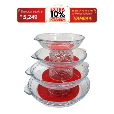 Picture of 4 Pcs Tempered Glass Round Shaped Serving Bowls Set NSD-019