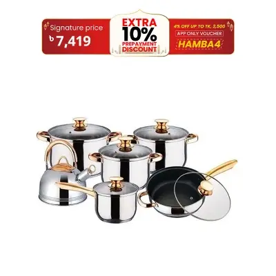 Picture of Kaisa Villa 12 Pcs Stainless Steel Cookware Set with Lid INDUCTION KV-1004